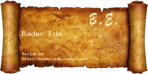 Bader Ede névjegykártya
